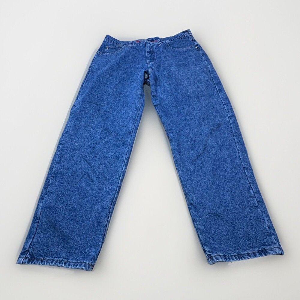 Vintage LL Bean Flannel Lined Jeans Size 38x31 ( Actual) Blue Denim USA Made - Picture 2 of 11